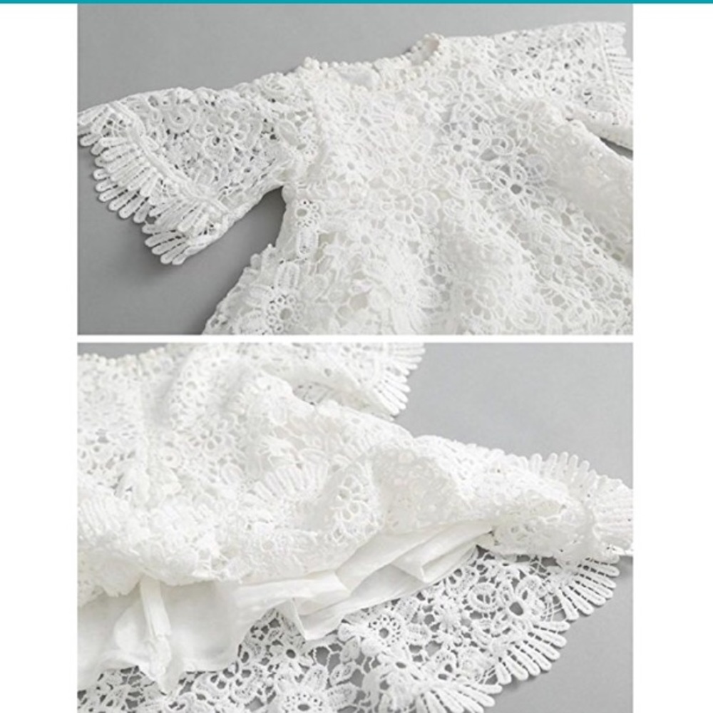 New! Angel Toddler Girls Flare Sleeve Lace Dress - Picture 2 of 2